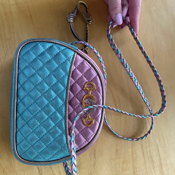 Gucci Pink and Blue Leather Crossbody Bag - Picture 2 of 11